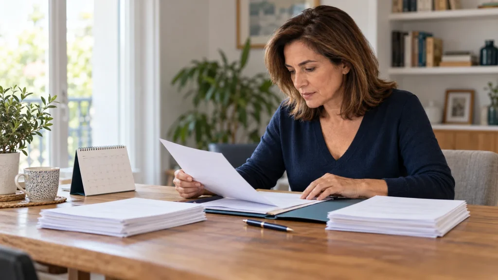 Persona divorciada preparando la solicitud de pensión de viudedad